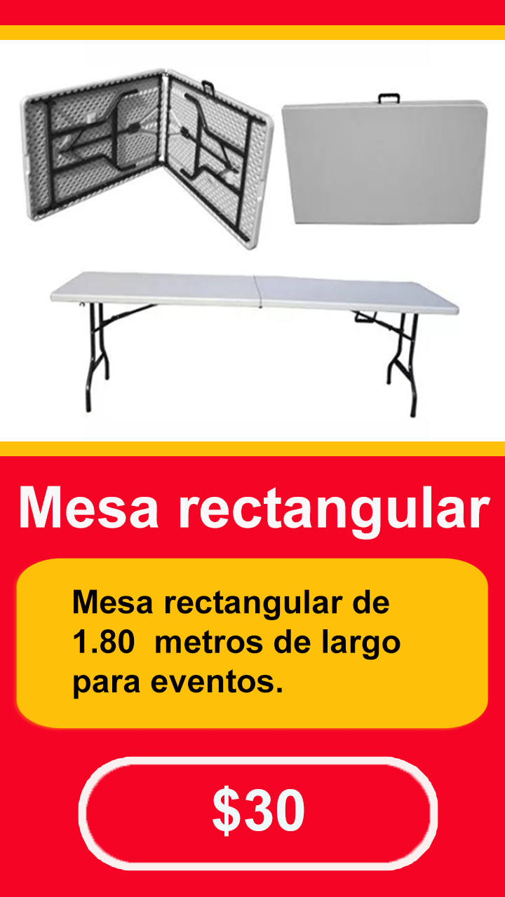Tarjeta de producto-mesa rectangular