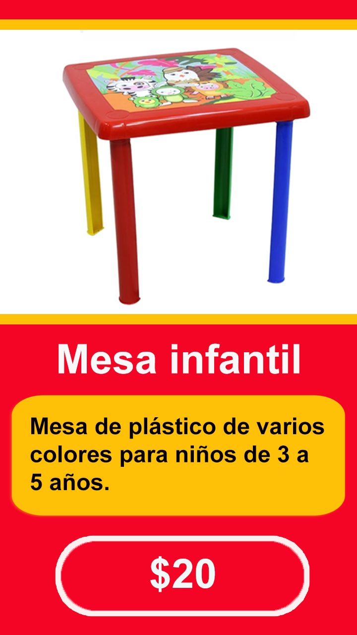 Tarjeta de producto-mesa infantil